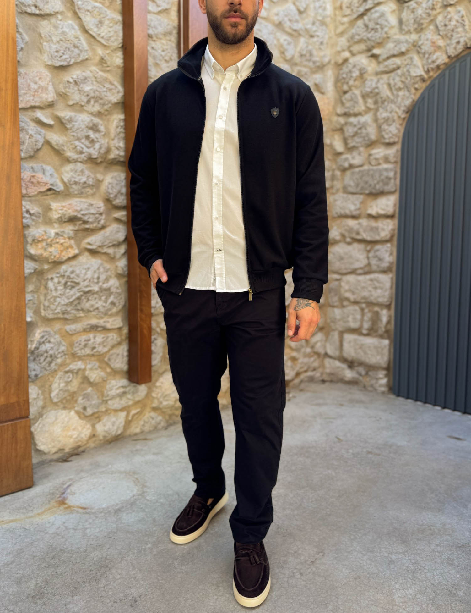 Everbest ανδρική Plus Size μαύρη ζακέτα με ριπ ύφασμα 261038M φωτογραφία